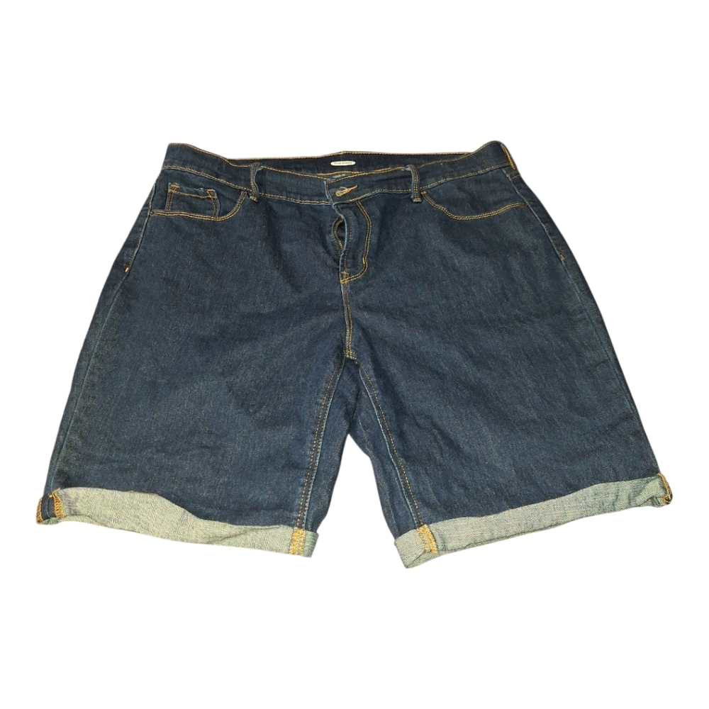 Old Navy Women Dark Denim Jean Shorts Size 16 Plus Size 9 inch
